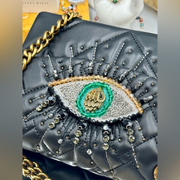🆕 KURT GEIGER LONDON 🧿NWOT Leather Mini Kensington Rhinestone Eye Crossbody - Picture 10 of 15